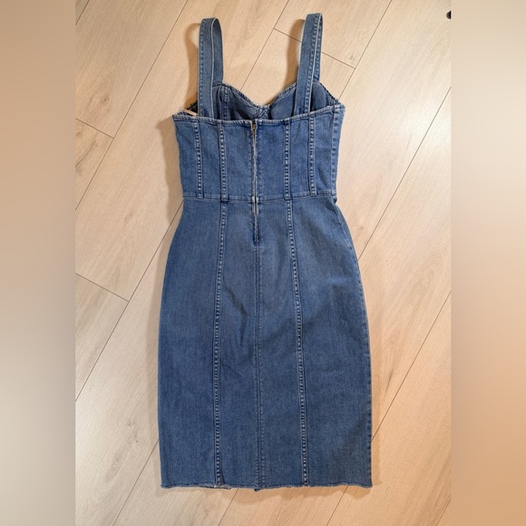 GRLFRND Gianna Denim Sweetheart Neck Bustier Midi Charmed Life Blue Dress Size S - Picture 2 of 16